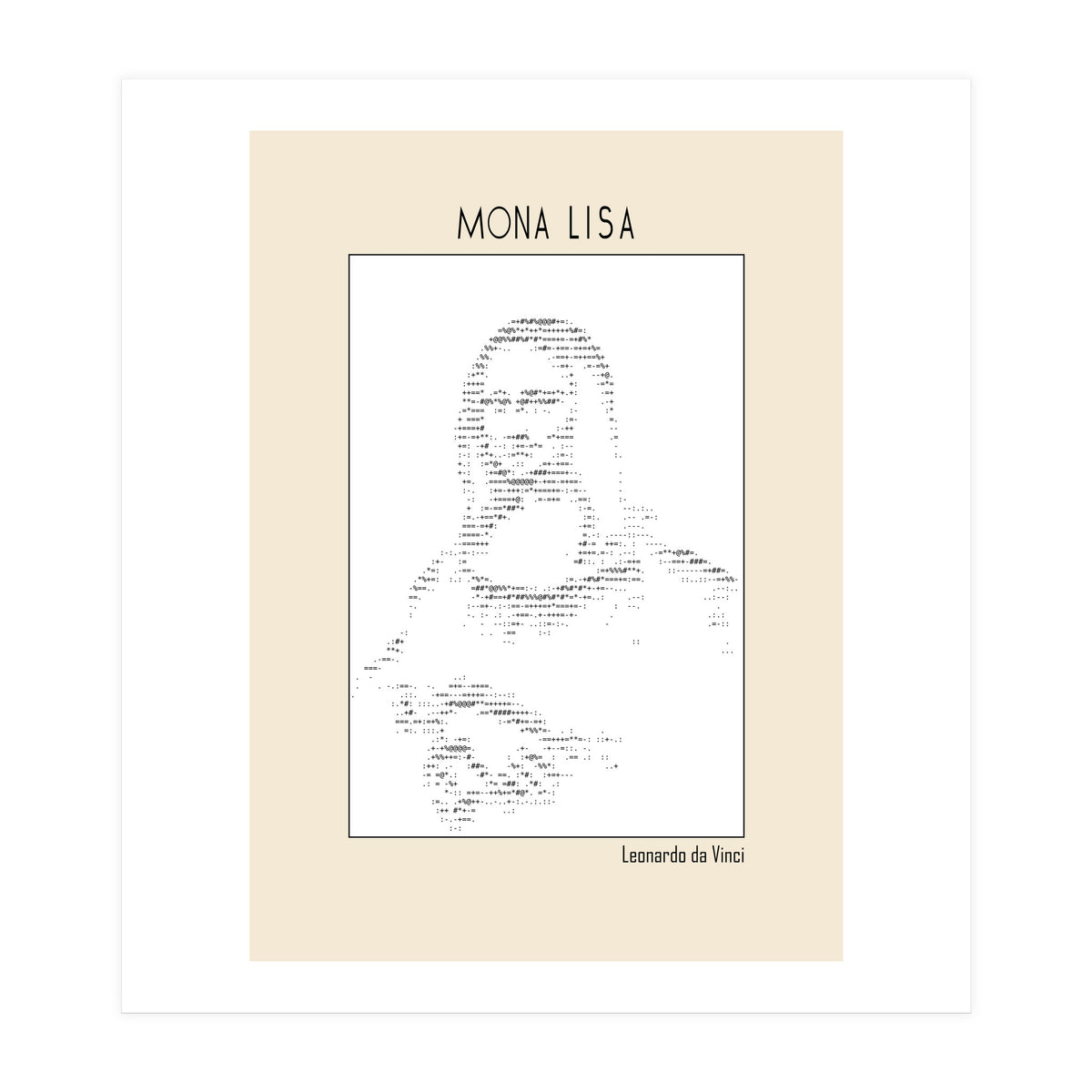 Mona Lisa – Leonardo Da Vinci Ascii Art (Print Only)