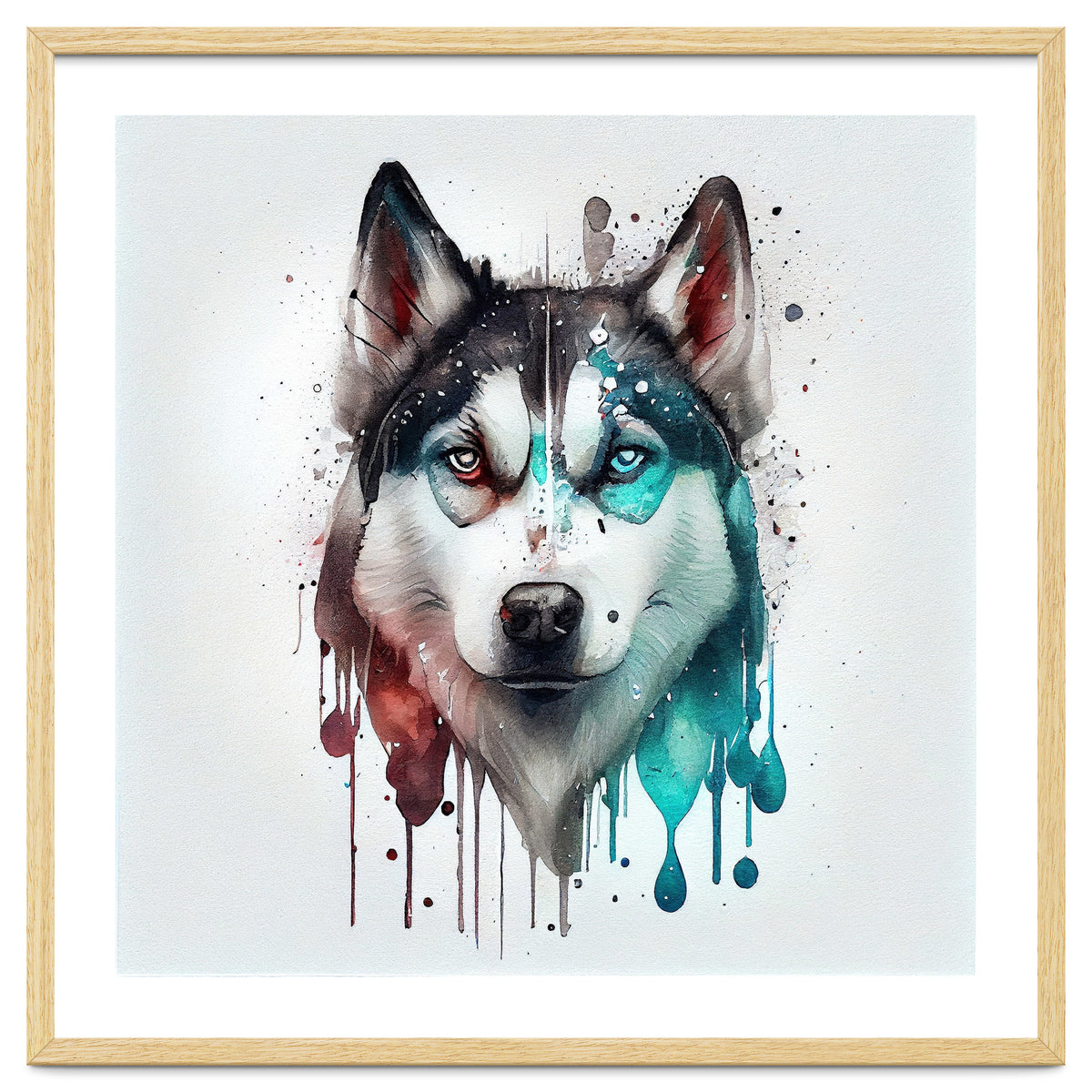 Watercolor Siberian Husky Dog