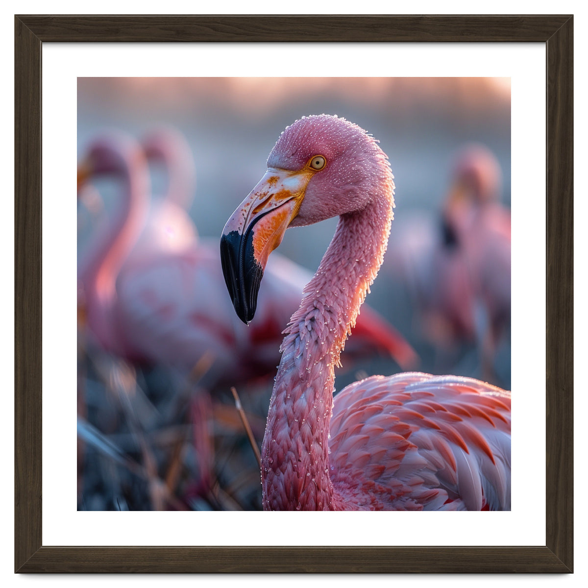 Close Up Of A Pink Flamingo Bird In Natural Light