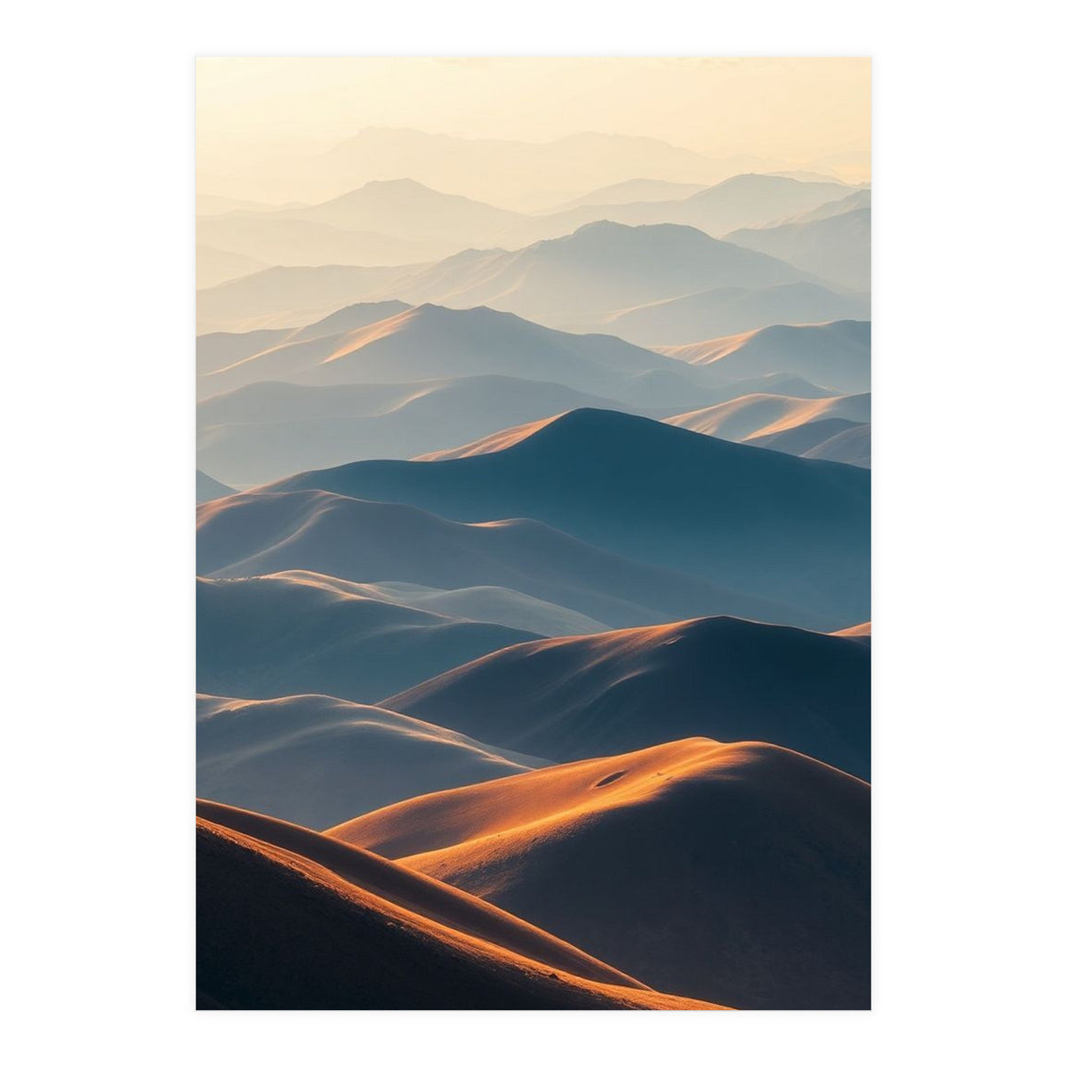 Misty Desert Mountain Range Art (Print Only)