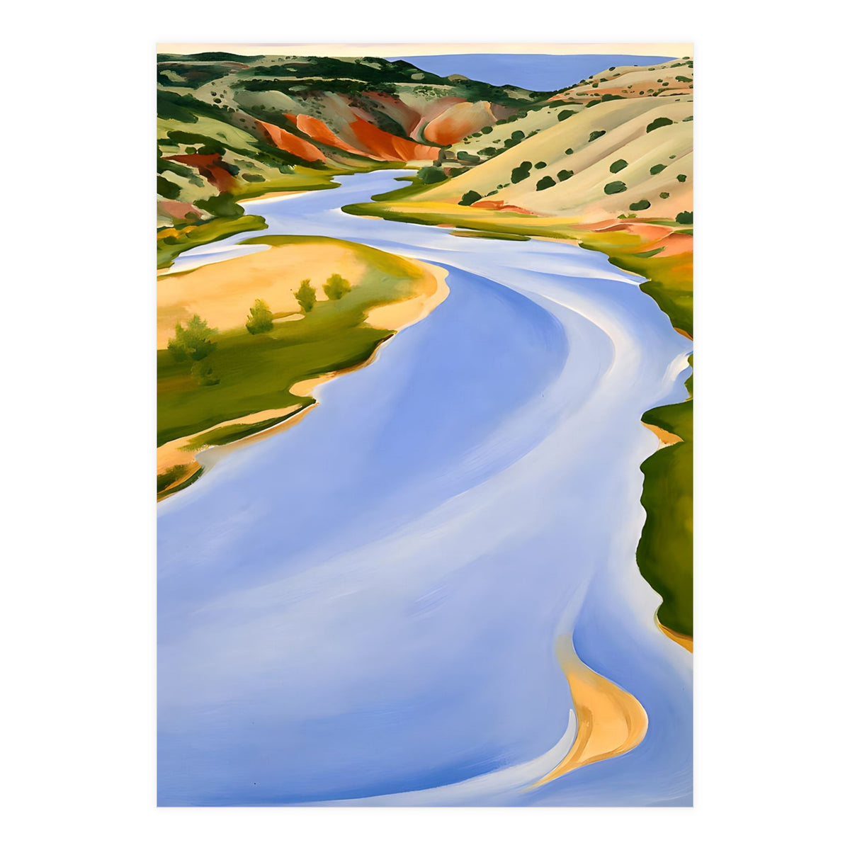 Georgia O’Keeffe – Chama River, Ghost Ranch (1937) | Serene Southwestern Landscape in Bold Modernist Forms (Print Only)