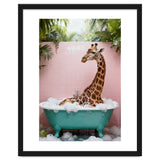 Giraffe in Bathtub, Whimsical Bathroom Art thumbnail