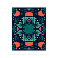 Clovers And Flowers Teal and Orange (Print Only)