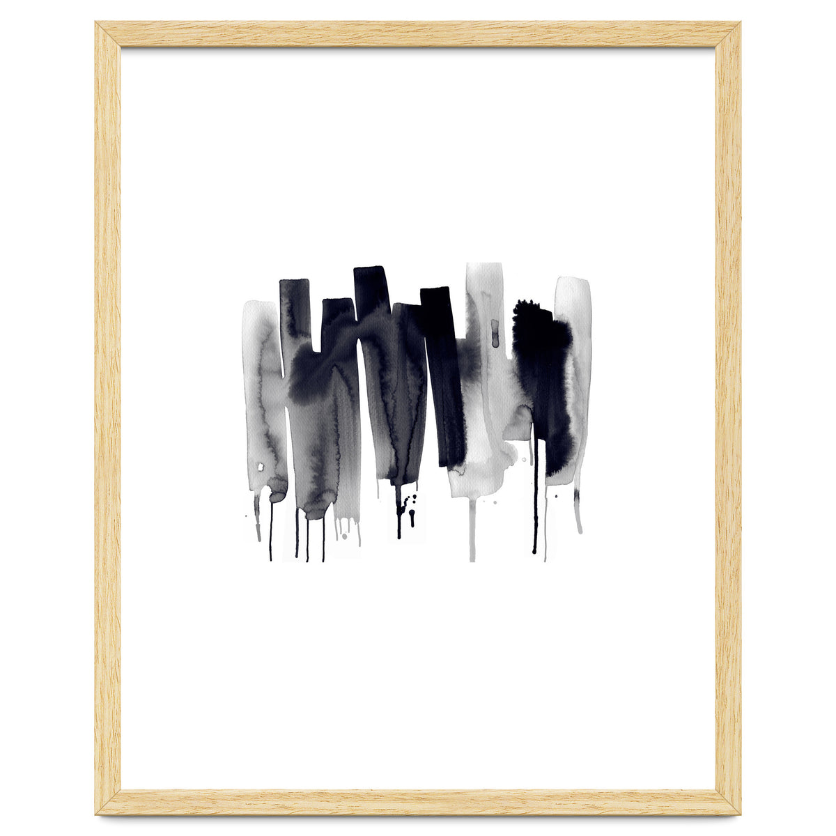Abstract Watercolor Stripes Minimal Black