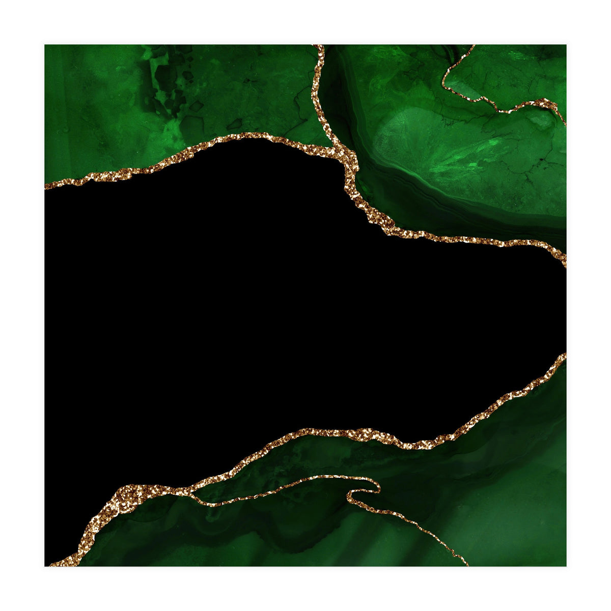 Green & Gold Agate Texture 04  (Print Only)