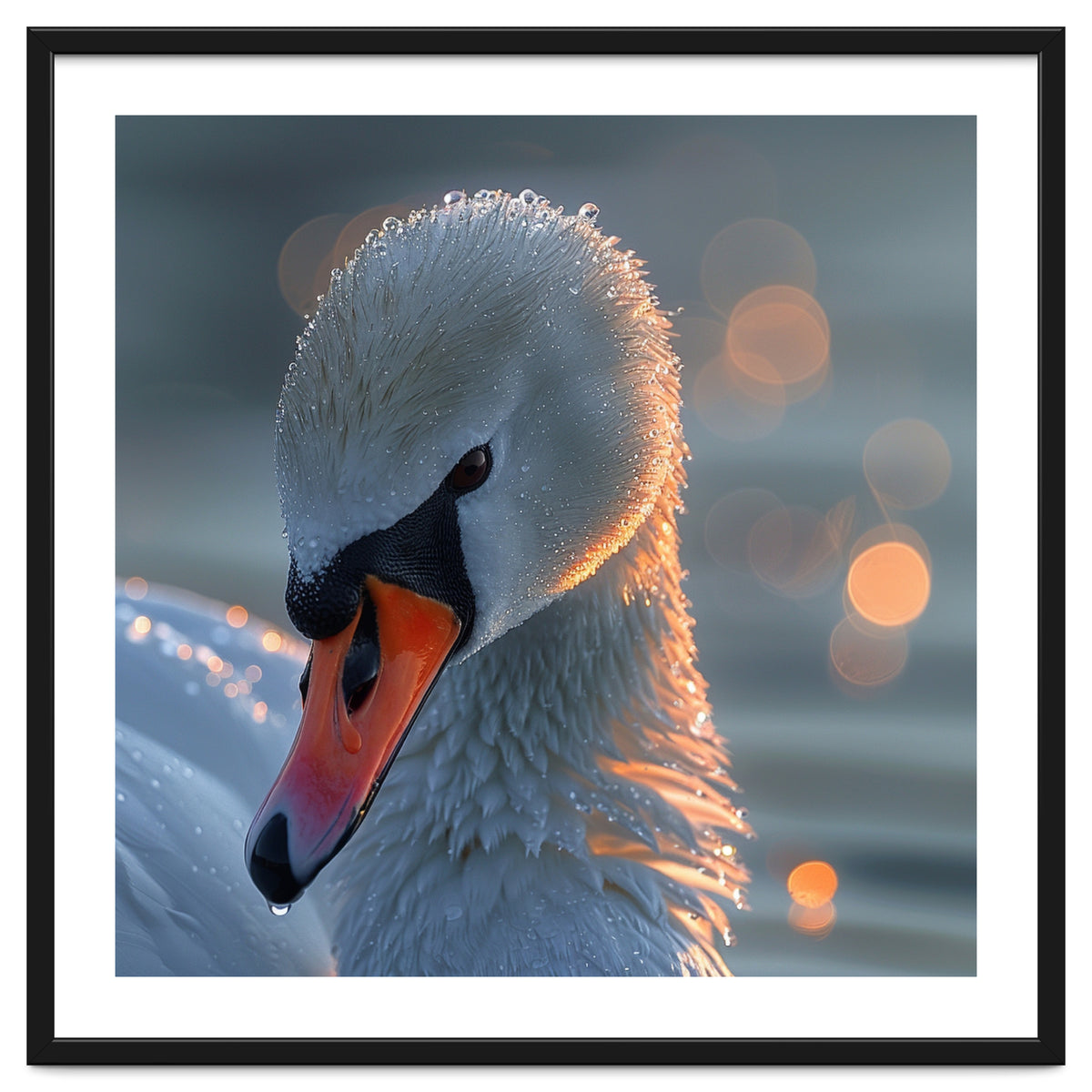 Close Up Of A Swan With Water Droplets