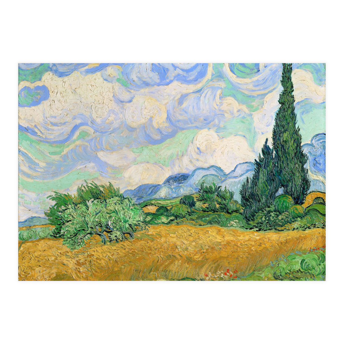Wheat Field with Cypresses. (Print Only)