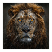 Majestic Lion With Glowing Eyes Close Up Portrait (Print Only)
