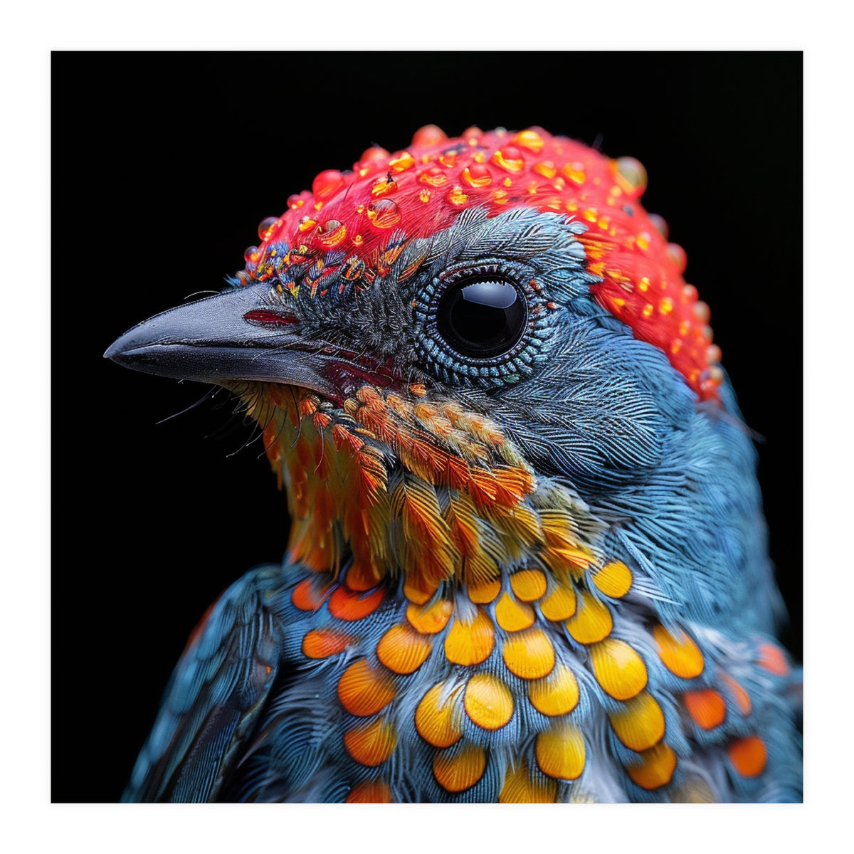 Close Up Of Colorful Bird With Water Droplets (Print Only)
