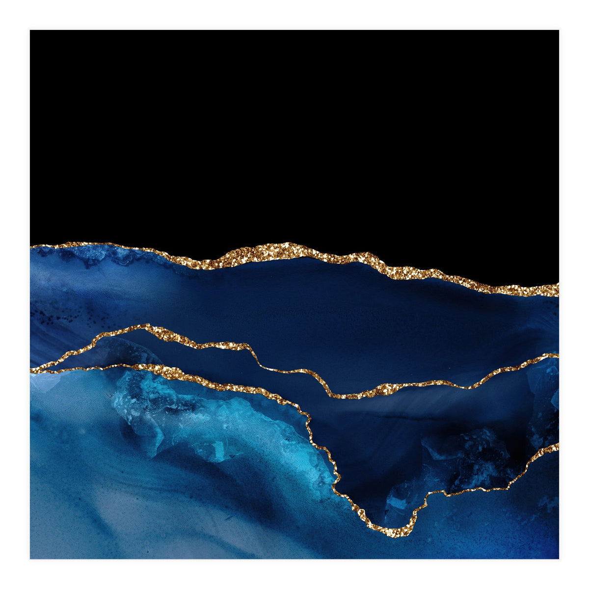 Navy & Gold Agate Texture 07  (Print Only)