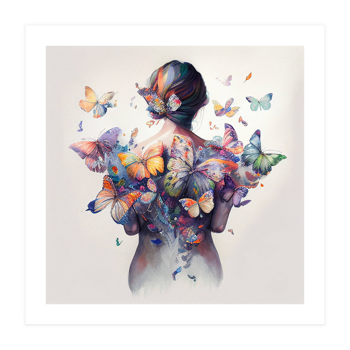 Watercolor Butterfly Embrace (Print Only)