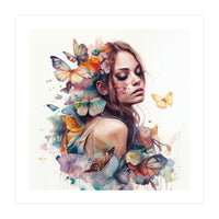 Butterfly Muse Watercolor Portrait (Print Only)