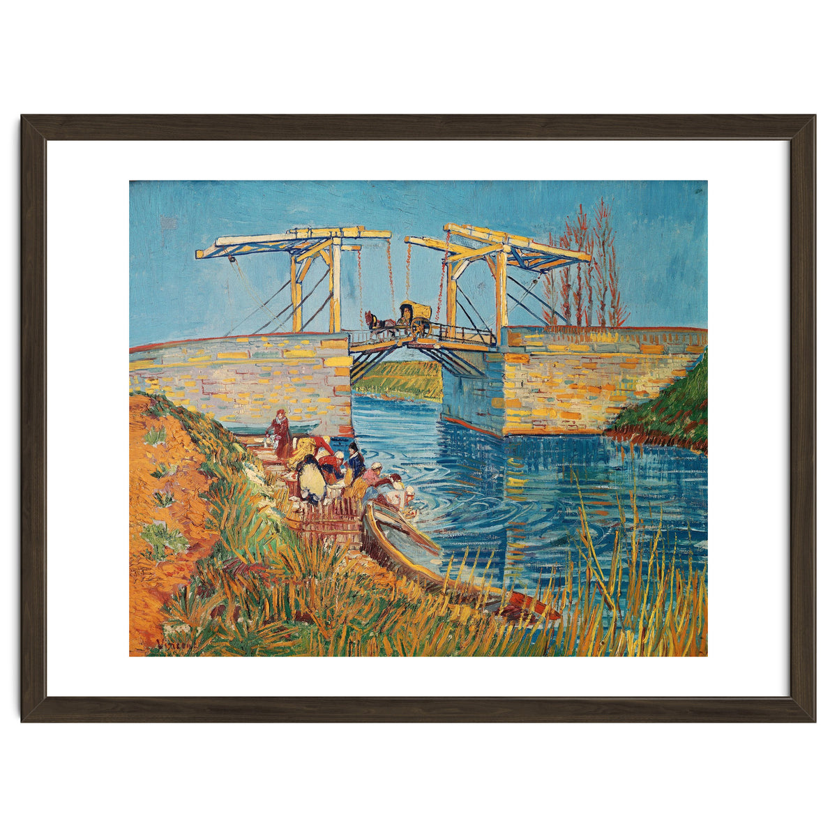 Drawbridge at Arles with a group of washerwomen (pont de Langlois, Arles, France).