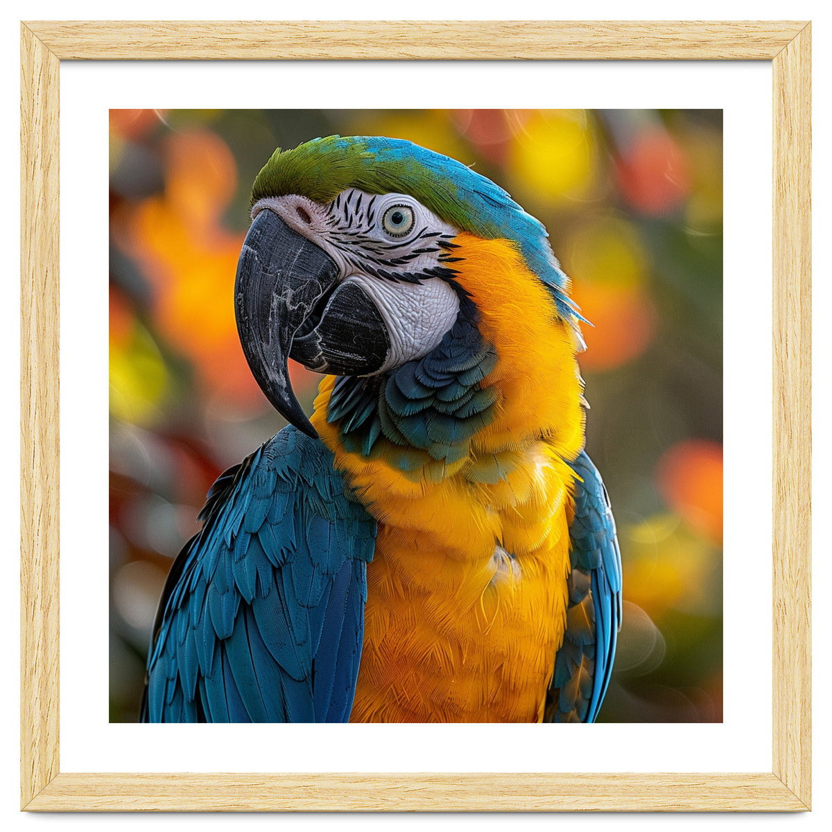 Blue And Gold Macaw Parrot Close Up Portrait