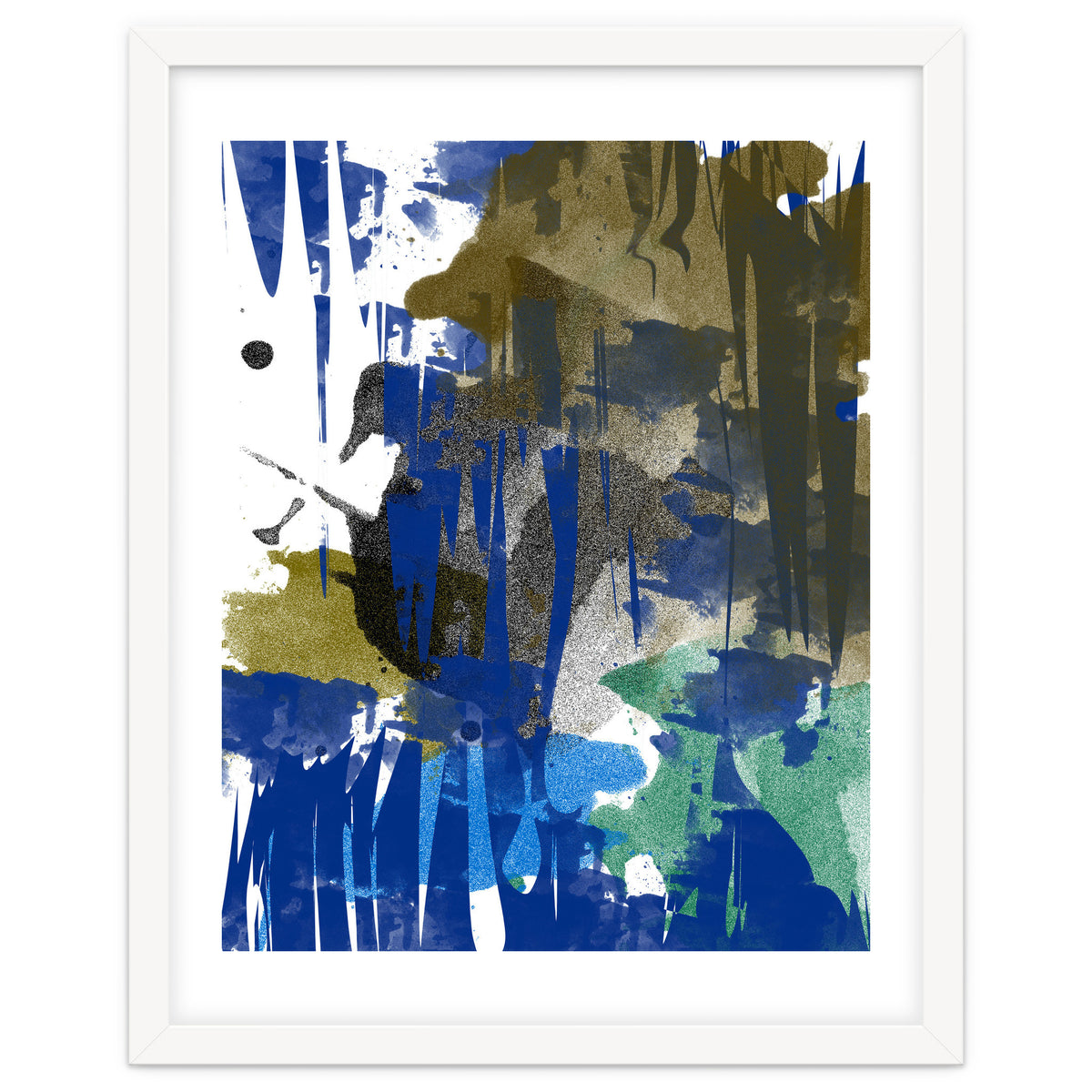 A Beautiful Mess, Abstract Blue Black Dark Eclectic Painting, Luxe Texture Contemporary Modern