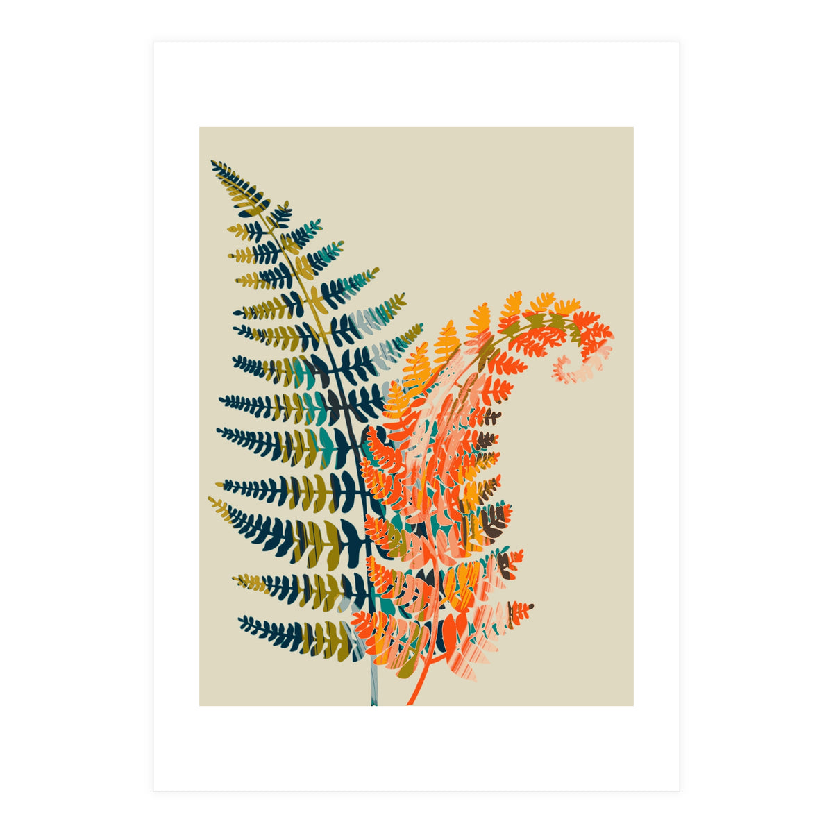 Colorful Fern Leaves (Print Only)