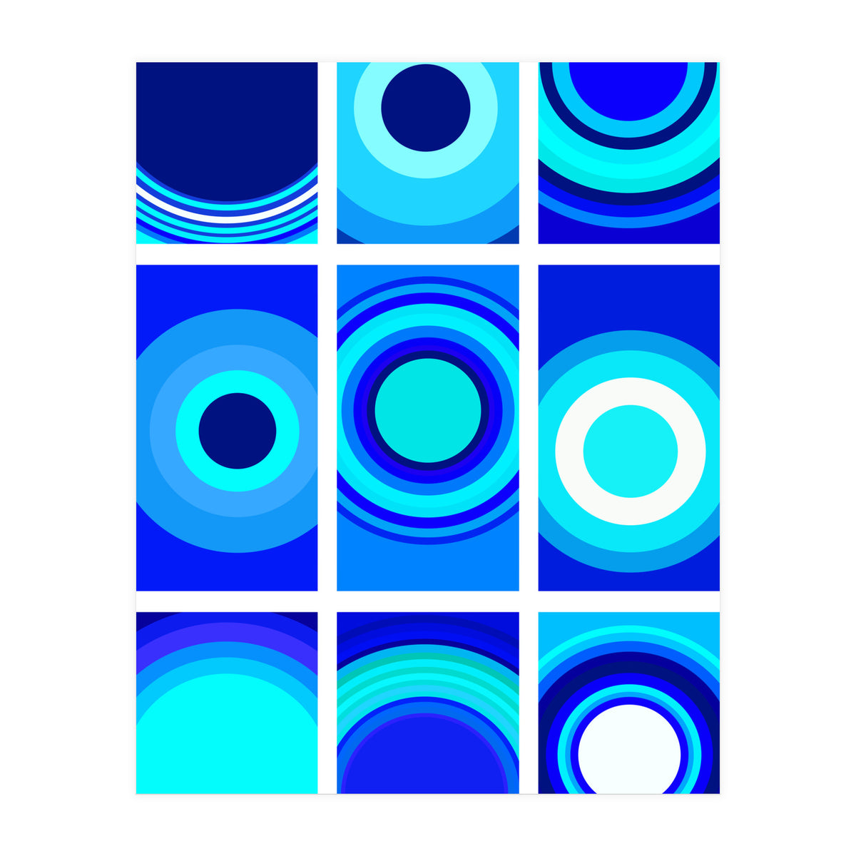 Circles & Rectangles Alt Blue 3 X 3: 1 (Print Only)