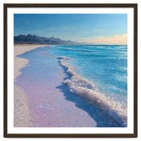 Sparkling Pastel Shoreline with Glittering Turquoise Waves