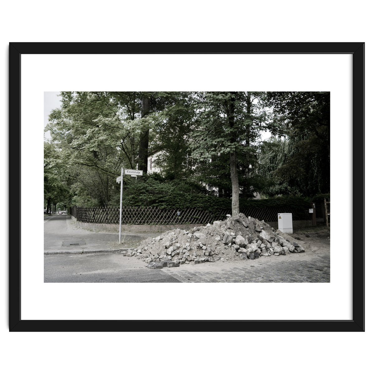 Piled-up rocks under construction on the street