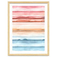 Watercolour Abstract Stripes Red Blue