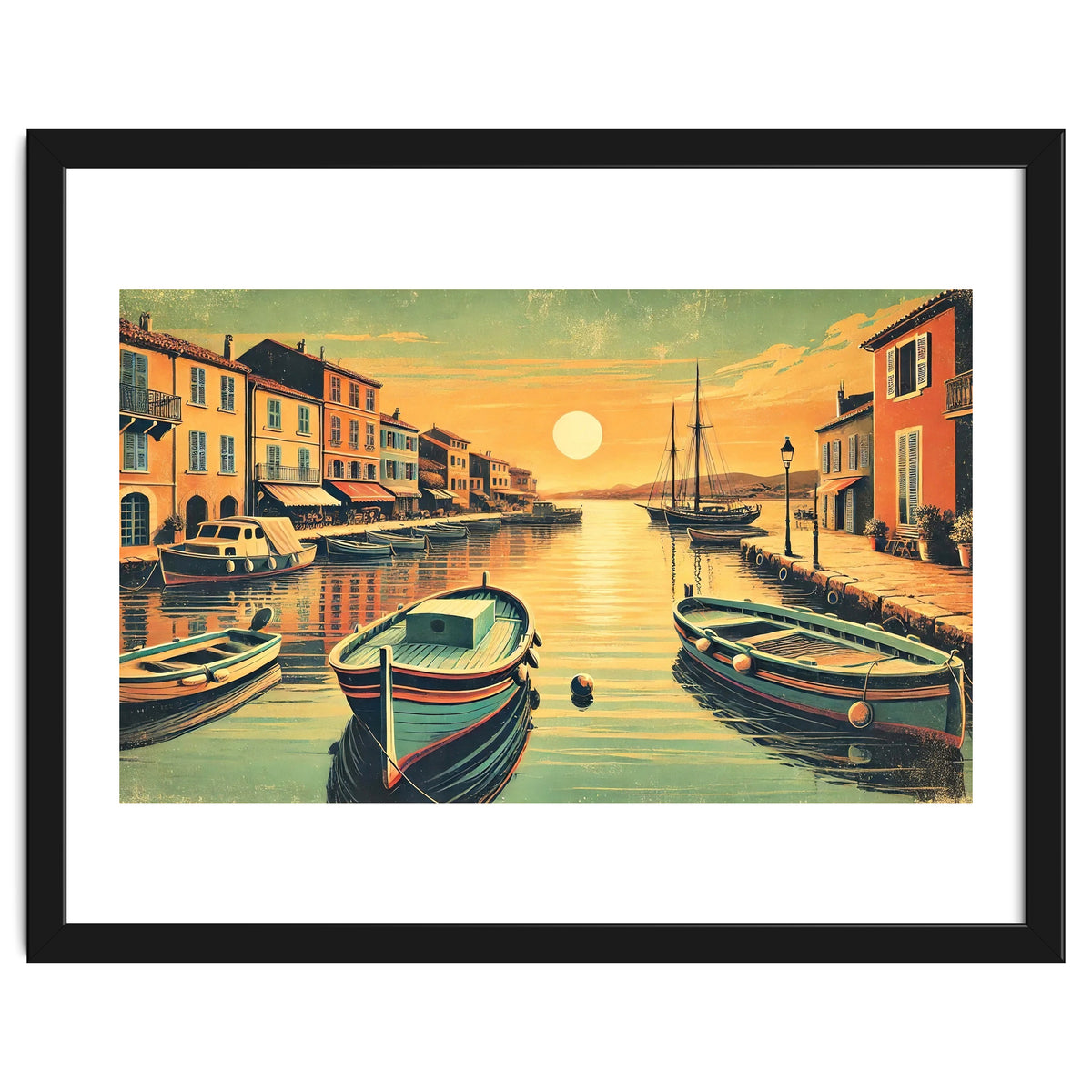 Vintage Harbor Sunset Poster