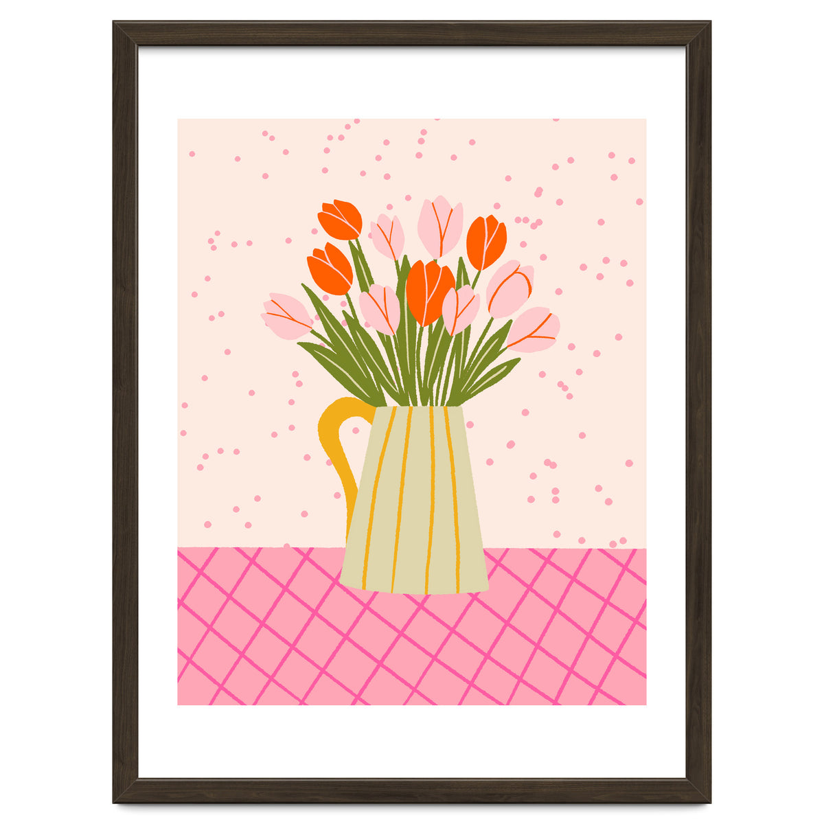 Tulips in a vase - pink and orange