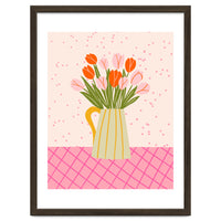 Tulips in a vase - pink and orange