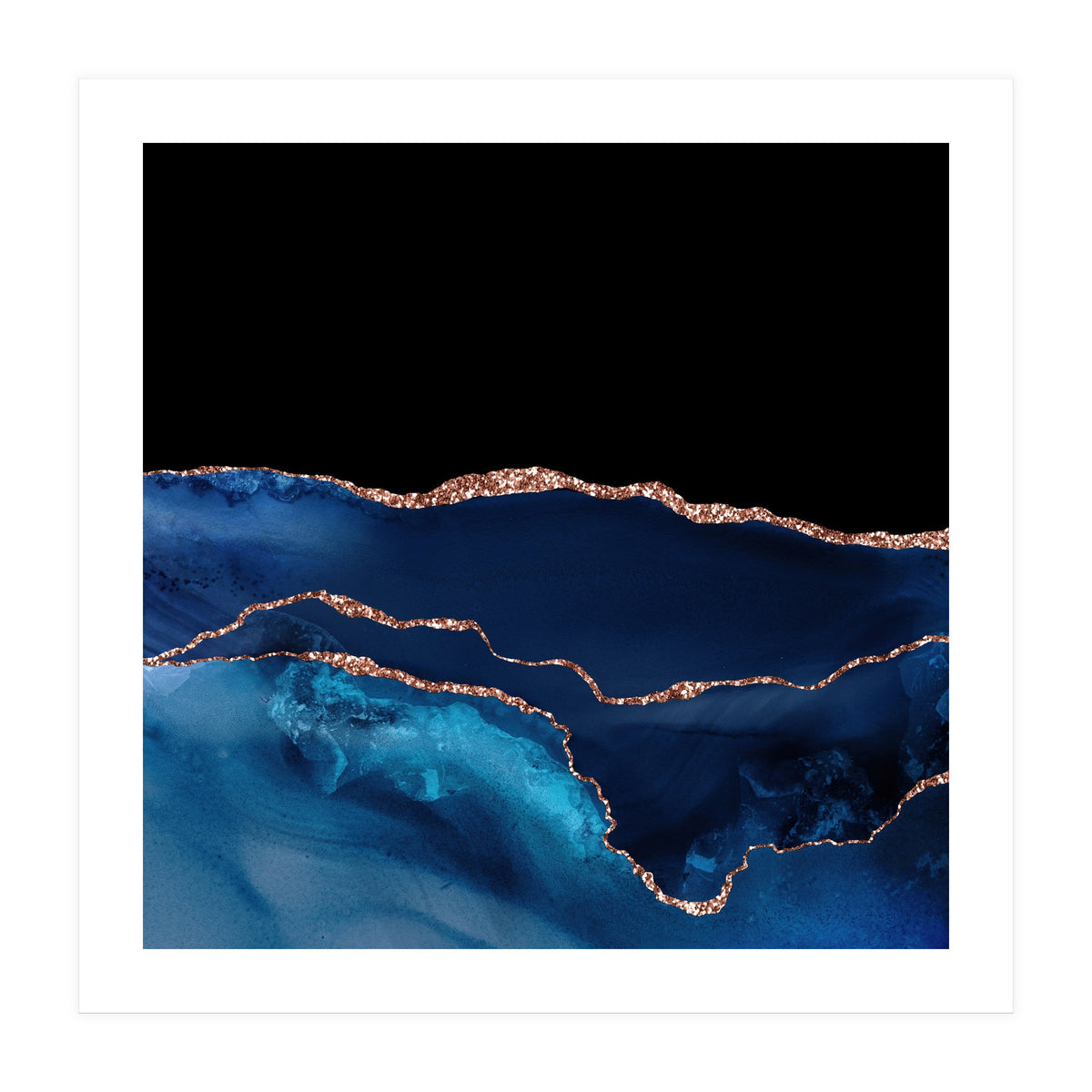 Navy & Rose Gold Agate Texture 07 (Print Only)