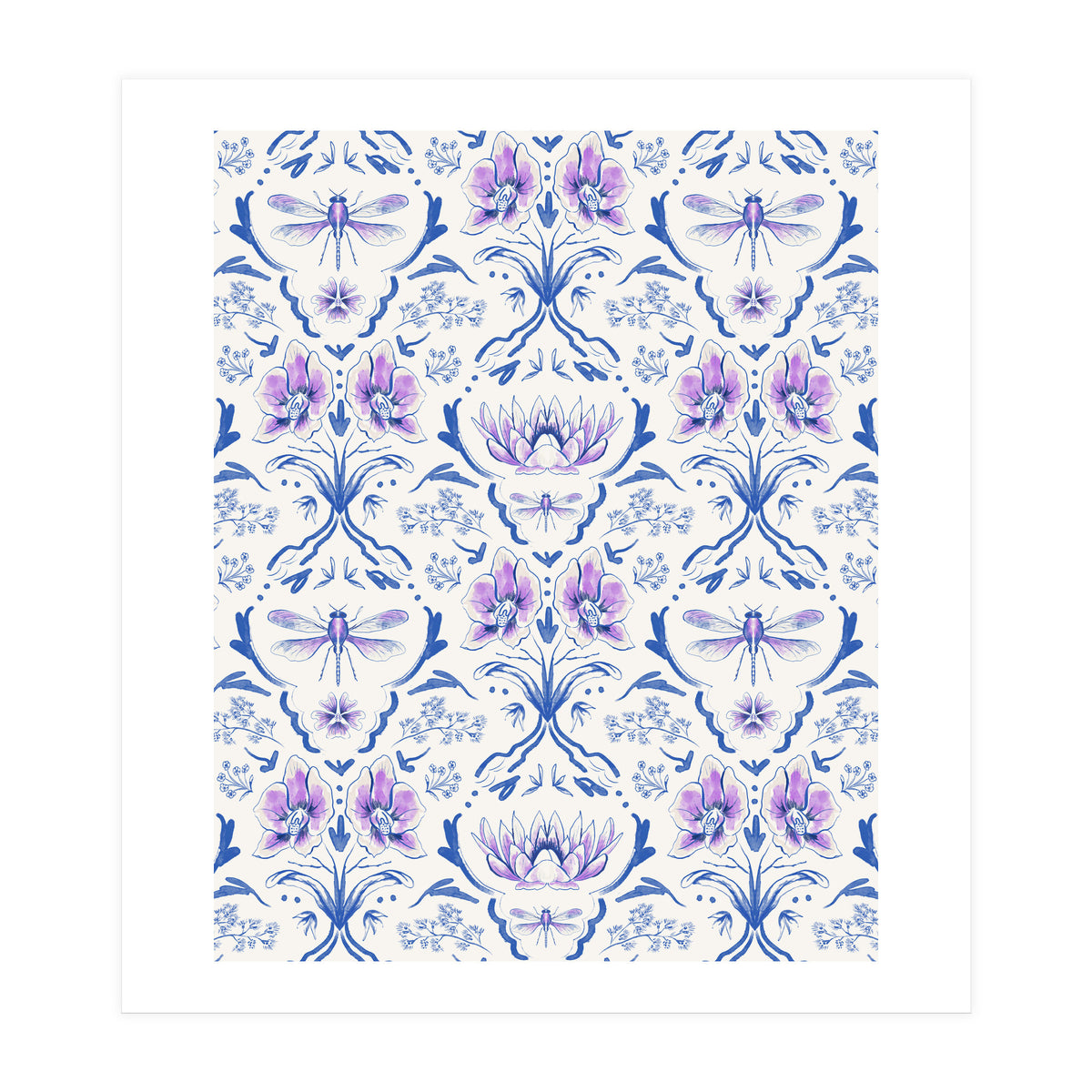 Bohemian Garden Blue Pattern (Print Only)