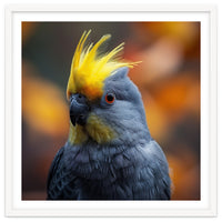 Close-up Portrait of a Yellow Cockatoo in the Wild.
