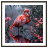 Elegant Flamingo Standing In Water Reflection thumbnail