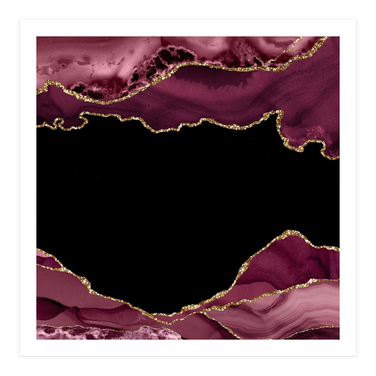 Burgundy & Gold Agate Texture 18  (Print Only)