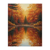 Golden Autumn Reflection: Impasto Forest Landscape (Print Only) thumbnail