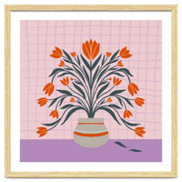 Tulips in a vase - orange and violet