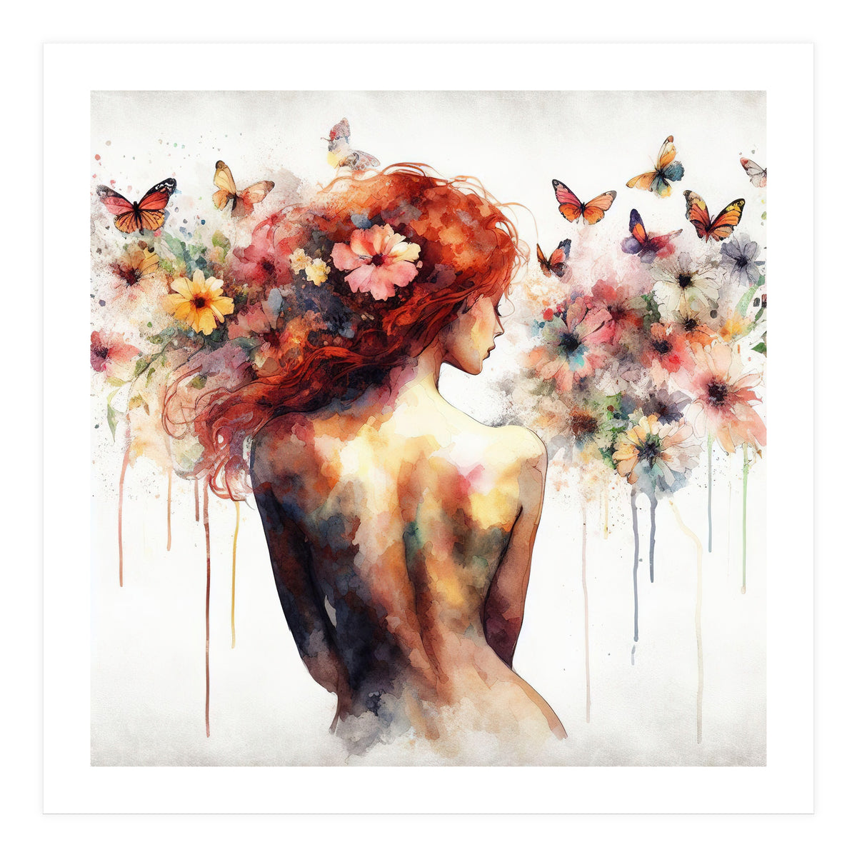 Butterfly Profile In Bloom (Print Only)