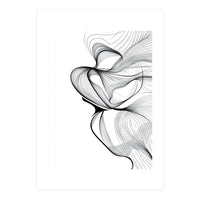 Abstract Black And White Swirls And Lines Flowing Art (Print Only)