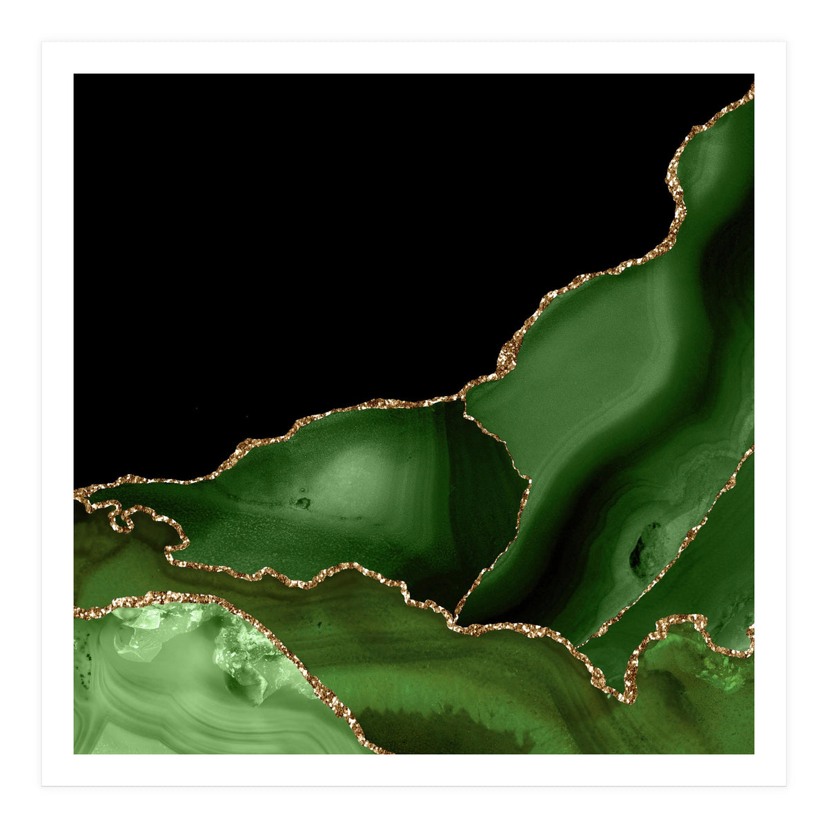 Green & Gold Agate Texture 03 (Print Only)