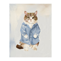 Sir James fluffy Tom cat in his blue pajamas oils (Print Only)