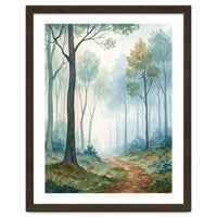Ethereal Misty Forest Watercolor Art Print