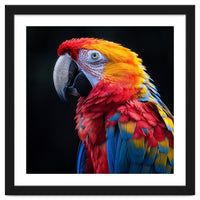 Scarlet Macaw Parrot Vibrant Plumage Close Up