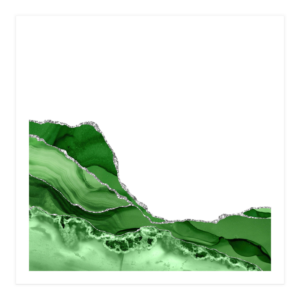 Green & Silver Agate Texture 05  (Print Only)