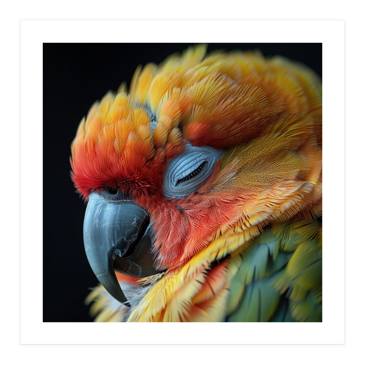 Close Up Of A Sleeping Sun Conure Parrot (Print Only)