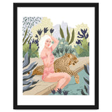 How to Train Your Leopard, Wild Cat Bohemian Woman Painting, Swimming Pool Bikini Summer Swim Animal thumbnail
