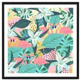 Flamingo Tropical, Colorful Modern Bohemian Eclectic Jungle Graphic Design, Blush Forest Gold Floral thumbnail