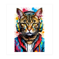 Cat In Headphones music (Print Only)