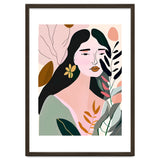 Reinvent, Beautiful Woman Girl Pastel Line Art, Minimal Botanical Nature Portrait, Modern Bohemian Drawing Nomadic Summer Self Love thumbnail