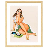 Sexy Pinup Woman Posing With Record Player thumbnail