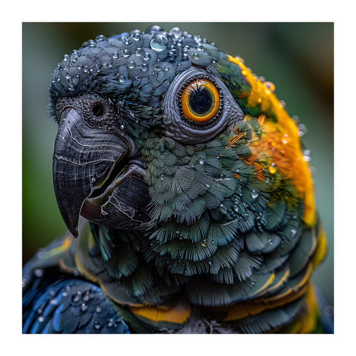 Close Up Of A Wet Macaw Parrot Head (Print Only)