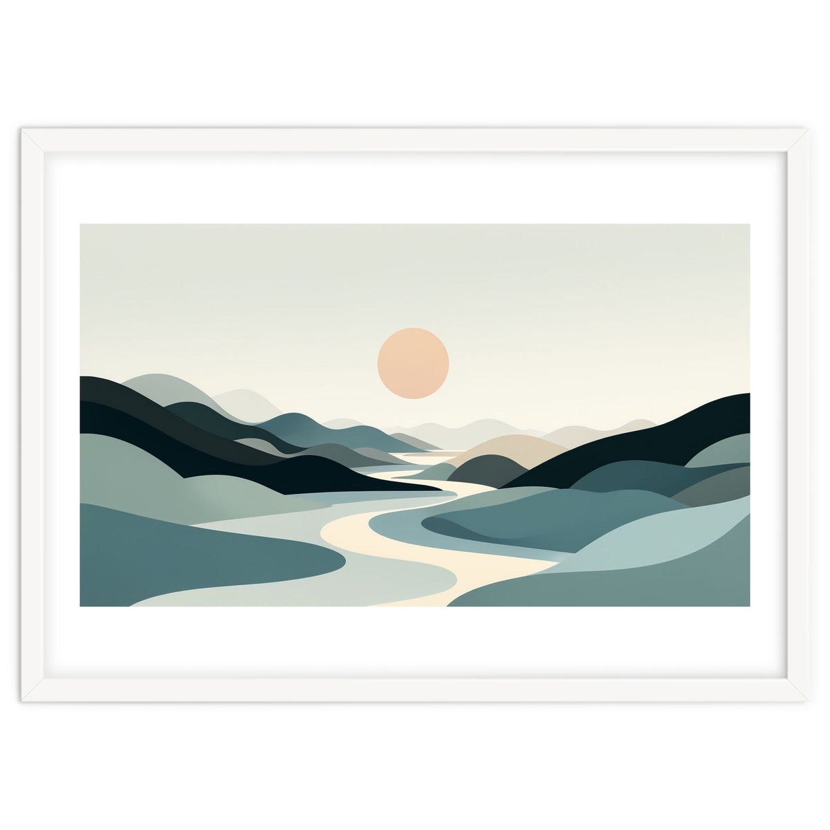 Serene Horizon: Minimalist Organic Landscape