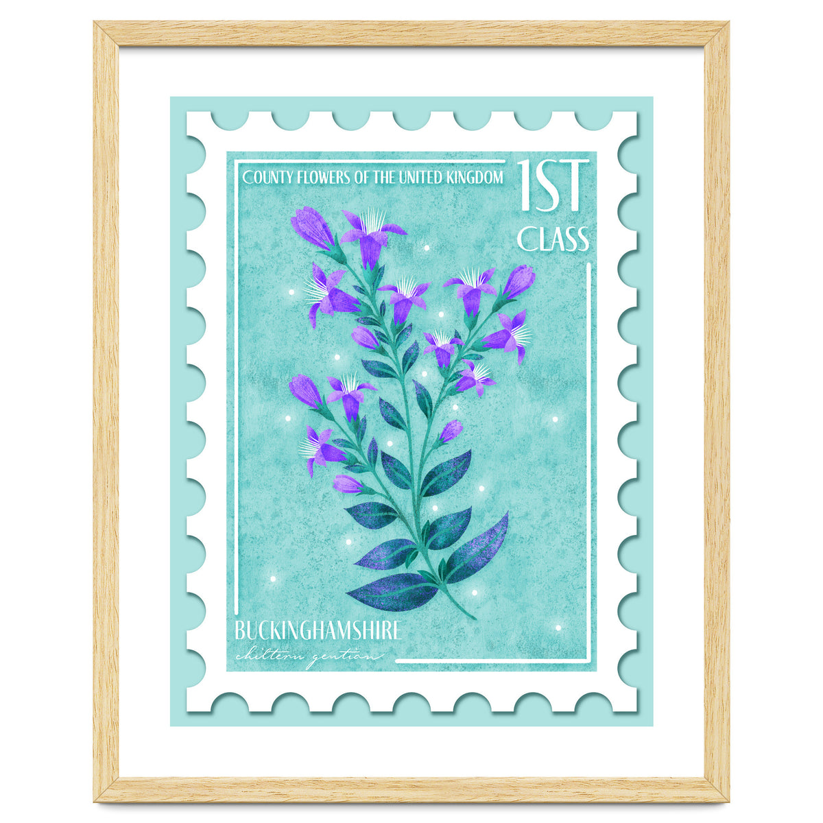 The Buckinghamshire Chiltern Gentian Postage Stamp